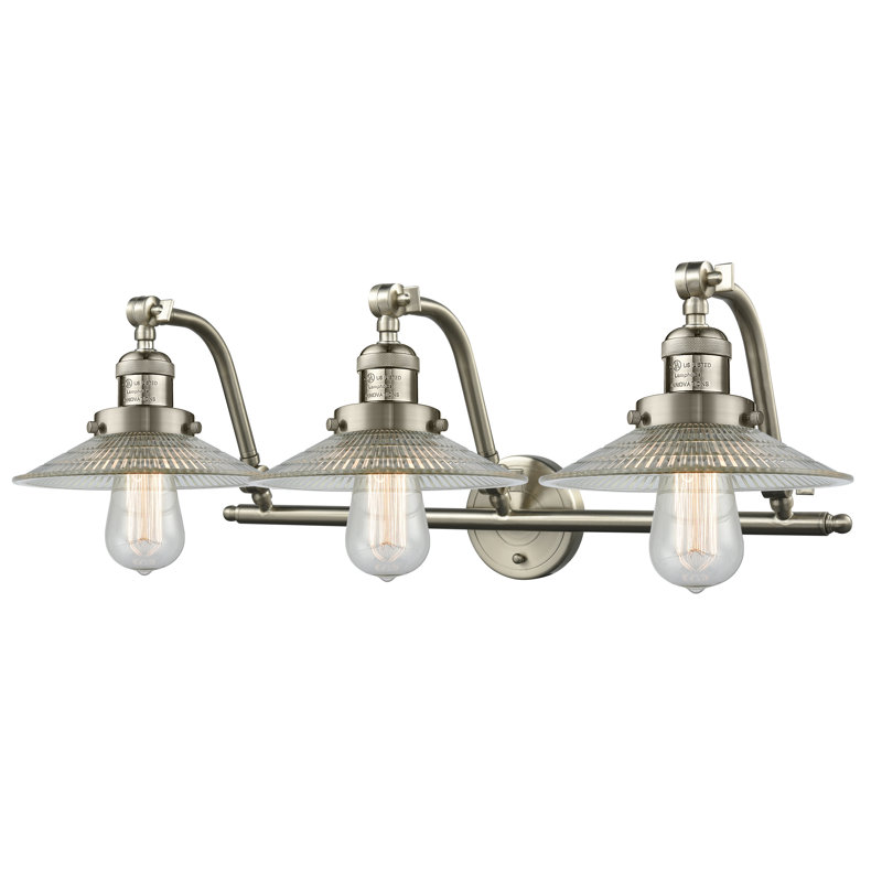 Éclairage pour salle de bain 3 lumières Miramontes, Nickel satiné brossé, Ampoule rétro 60 W