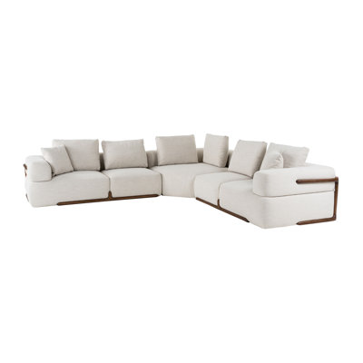Simone - Off-white Fabric Sectional Sofa