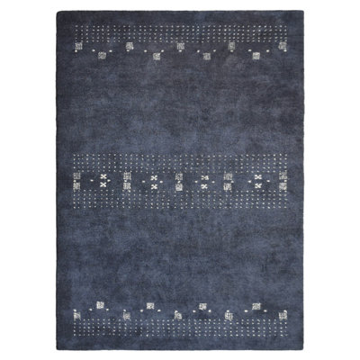 Tapis écologiques en soie nouée à la main Artemie - couleur gris anthracite, design contemporain | Tapis de salon, chambre à coucher