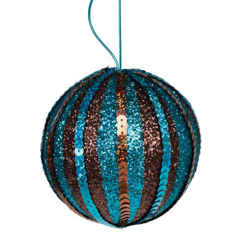 10cm Bauble, Brown and Turquoise