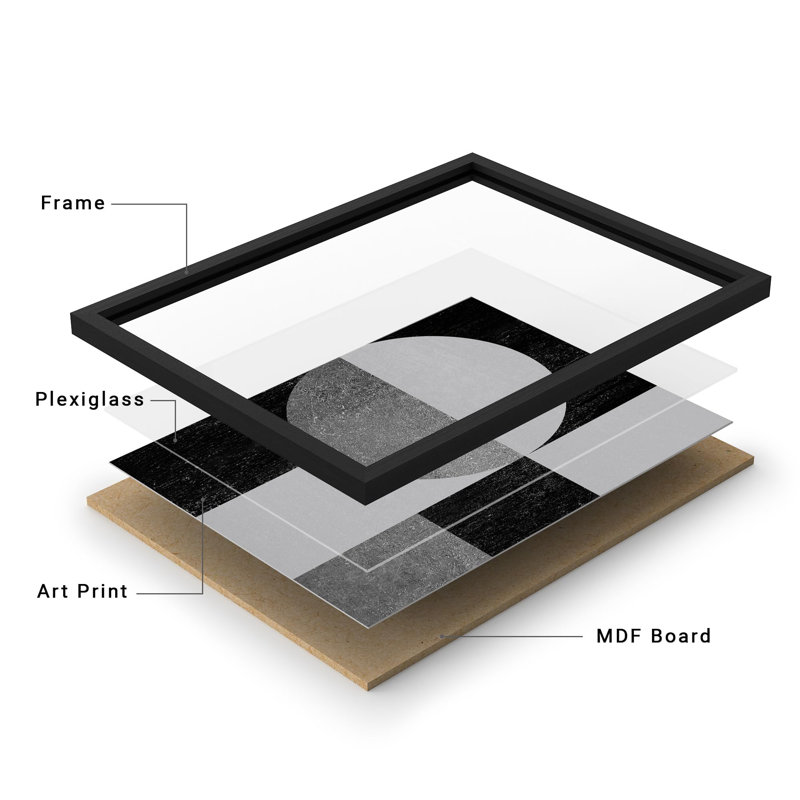"Décoration murale géométrique abstraite à motifs géométriques", 4 pièces, Noir, H 14 po x l 11 po