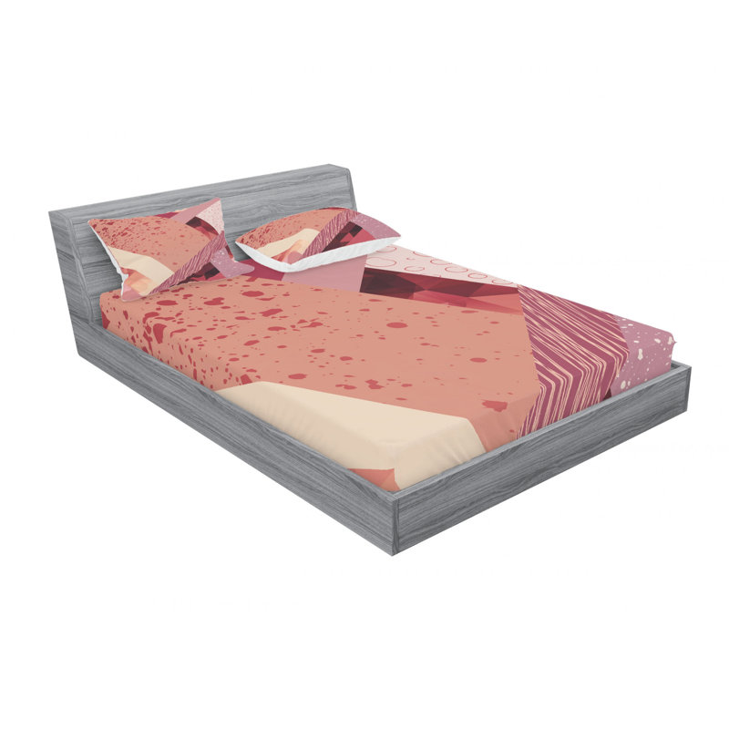 Microfiber Abstract Sheet Set, Queen Sheet Set with Fitted Sheet