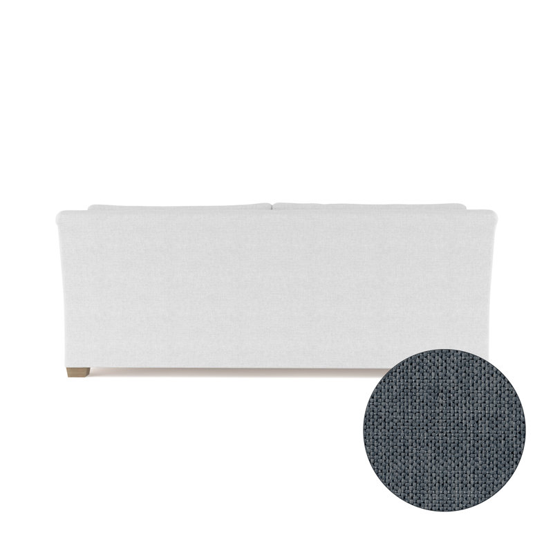 Thompson Rolled Slope-Arm Sofa, 32" H x 84" W x 46" D, Pebble Weave Linen Bluebell, Dark Brown
