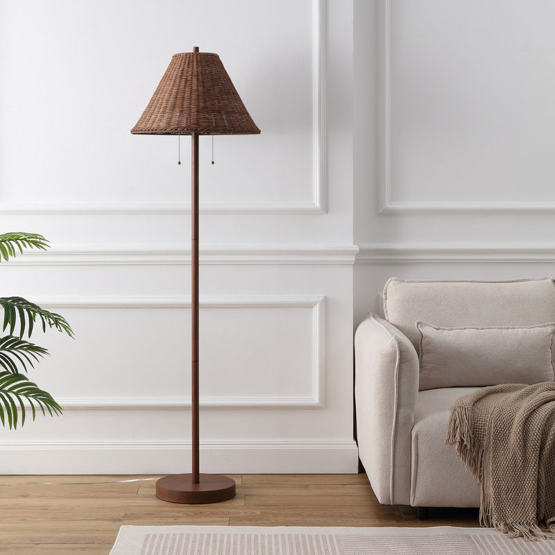 Igby Floor Lamp, Dark Brown Wood