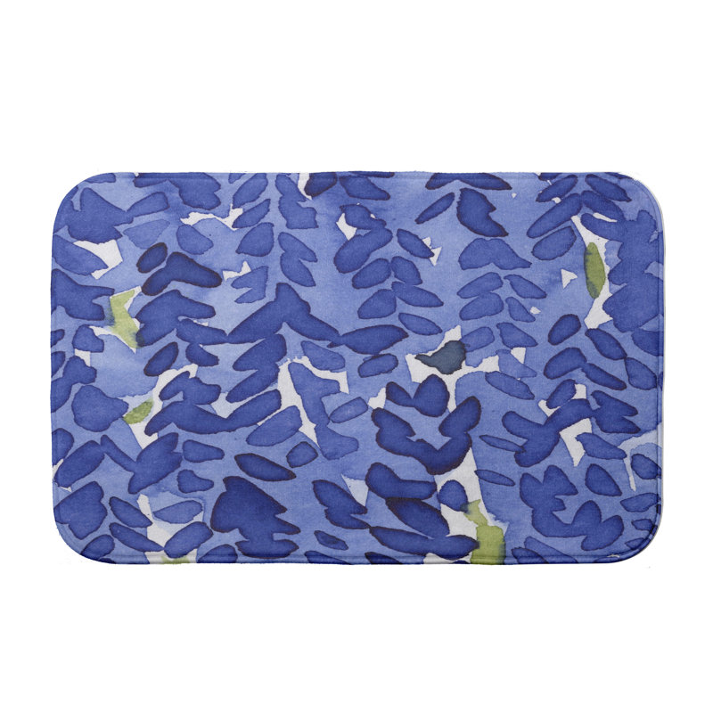 Tapis pour salle de bain à cloche de fleurs Lubbock, Bleu, l 24 po x L 36 po