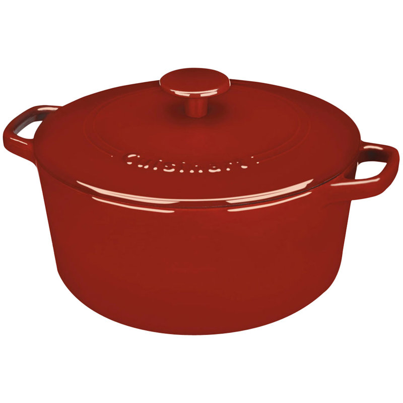 Cuisinart Chef’s Classic Enameled Cast Iron Round Dutch Oven with Lid, 5 Qt., Cardinal Red