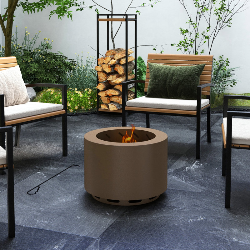 19" Smokeless Backyard Fire Pit, Portable Stainless Steel For Camping, Patio, Picnic, Low Smoke, Has , Bronze Smoke Camping Backyard, Correlated With