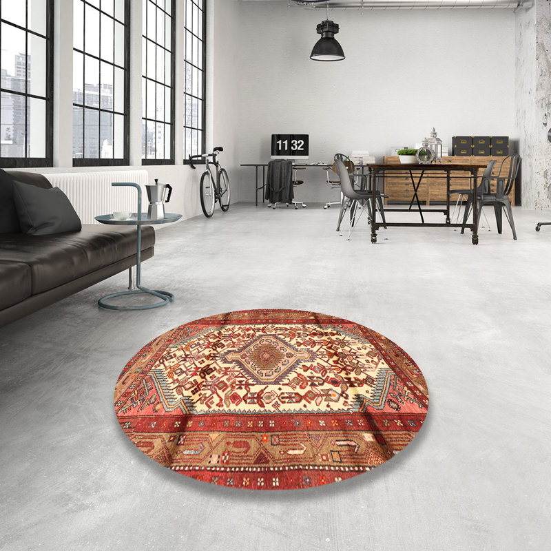 Tapis rouge à motif sud-ouest, Rond 6 pi