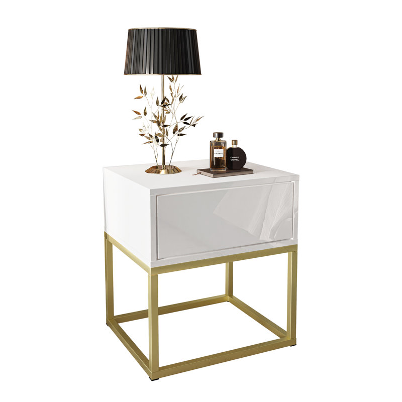 Weirton 45cm W Steel Bedside Table, Black