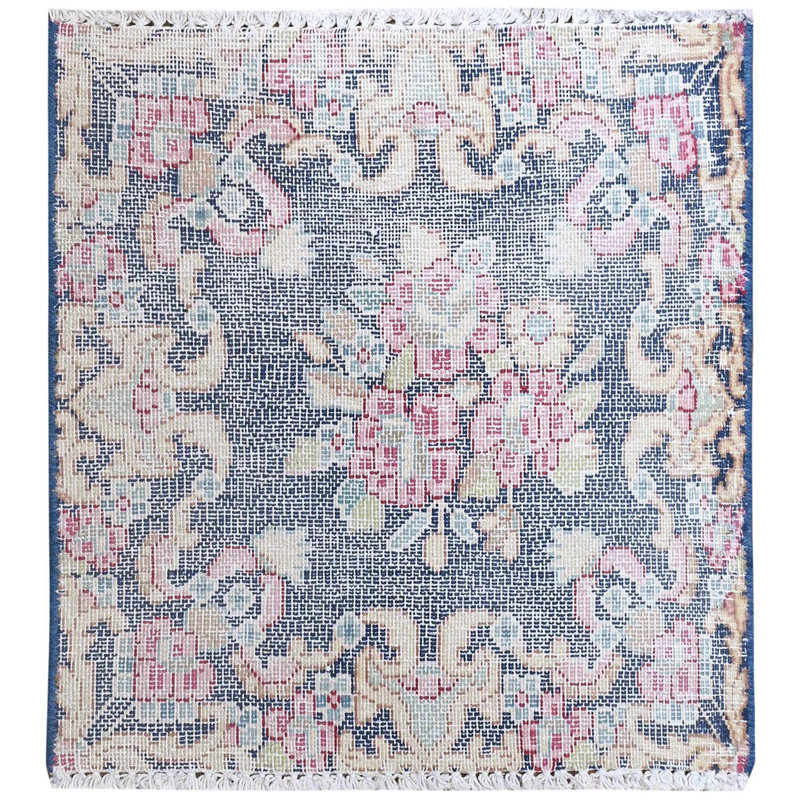 Tapis oriental carré en laine nouée à la main de style persan rétro tissé à la main bleu foncé 1 pi 6 po x 1 pi 6 po A89A7D85615F4689841C94A7151FD23A