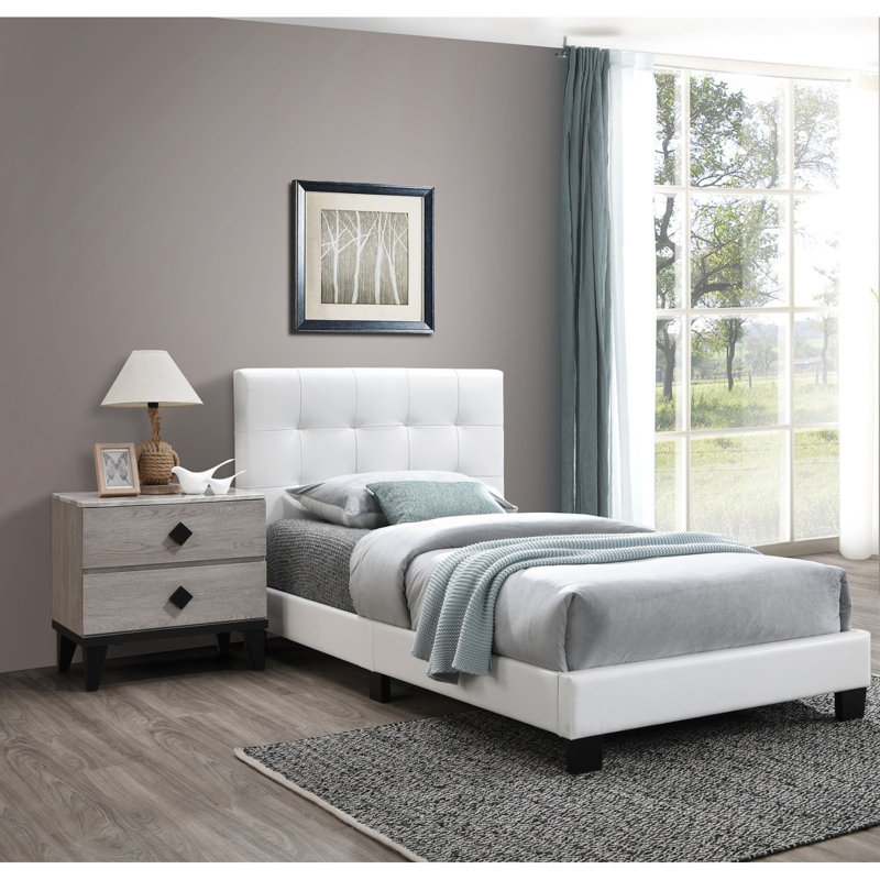 Mobilier de chambre à coucher de style moderne 1pc, Lit simple, White