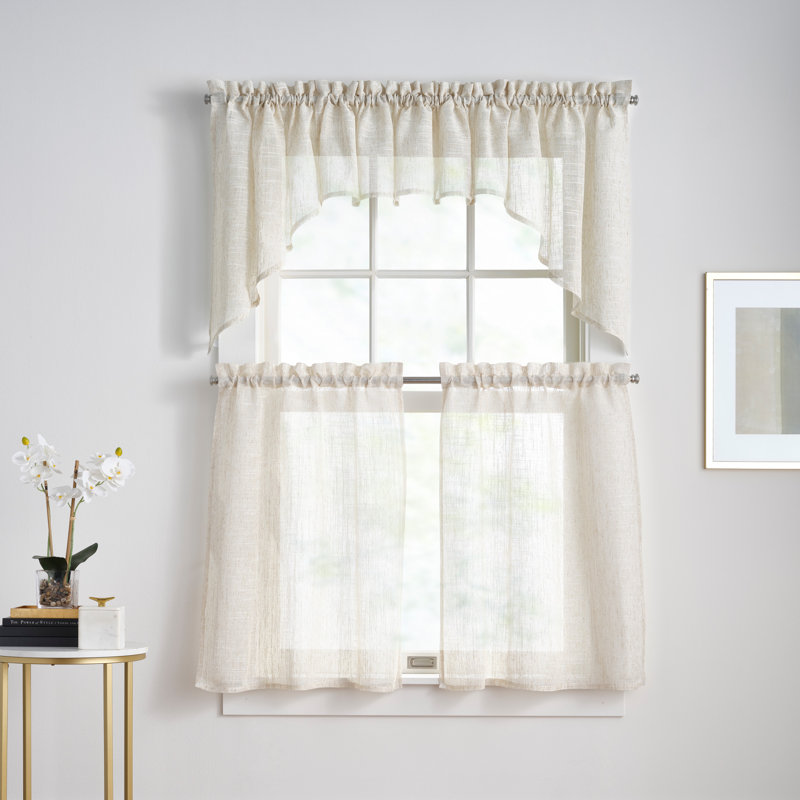 DKNY Classic Linen Window Tier Pair Linen, 60" W x 36" L