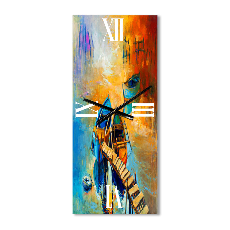 Horloge murale bateau pendant la lueur du soir au lac V, Petit