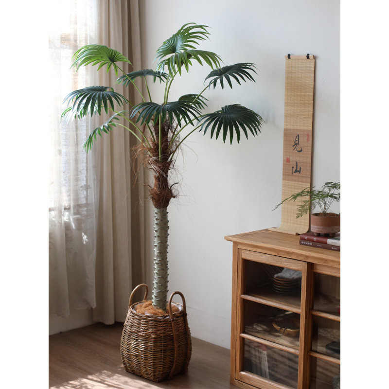 Arbre artificiel à feuilles rondes Wabi-Sabi, H 86,61 po x l 51,18 po x P 11,42 po