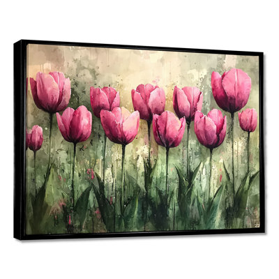«Summer Pink Hues», art mural encadré de tulipes