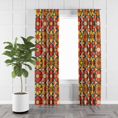 Paire de rideaux semi-transparents avec motif floral