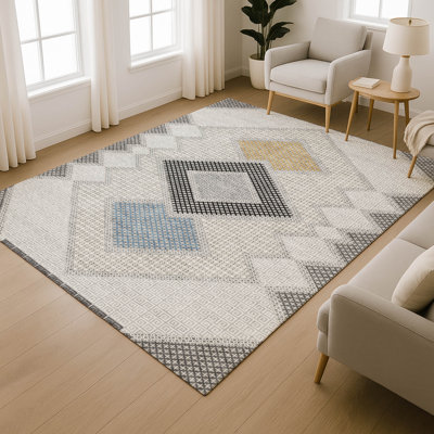 Tapis géométrique Premium lavable à la machine AMF2111 Mayfield