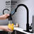 Matte Black Kitchen Faucet With Pull-Out Spray: Stainless Steel, 360 Rotatable Head, Corrosion Coating, Single Handle For Comprehensive Water Control In Different Scenarios Pull Out Spray Faucet:-1530583667