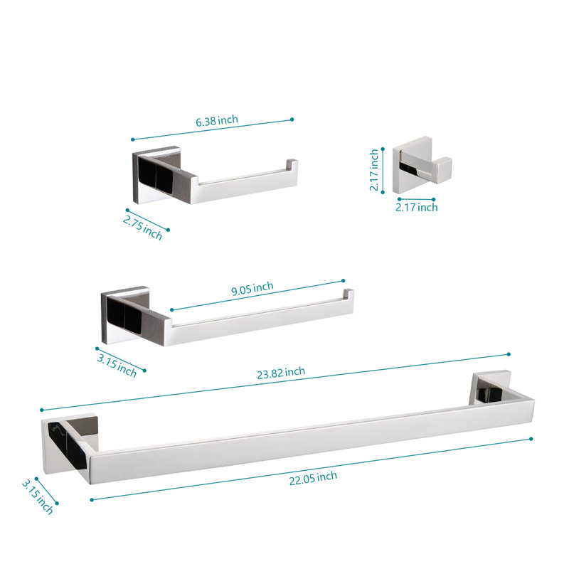 Ensemble de porte-serviettes 4 pièces, Chrome chrome