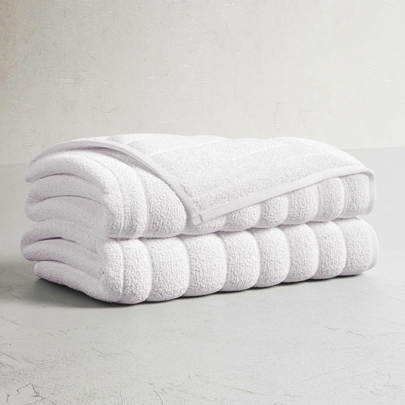 Rachel Turkish Cotton Midweight Ribbed Bath Sheet, White
