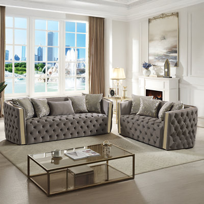 Doruk 2 - Piece Velvet Living Room Set