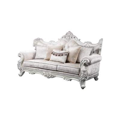 Captivating 3 In Champagne Silver Brush, Wood Construction, Chenille, Back, Pillow Exquisite Traditional , & Frame, Chenille Upholstery With Pillows