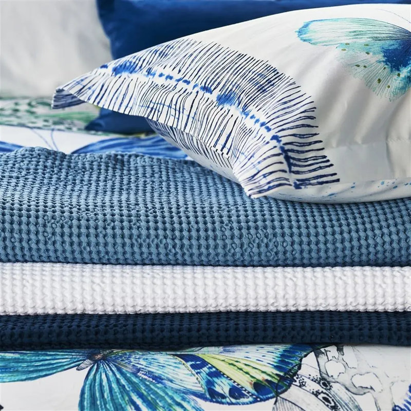 Alba Oversized Heavy-Knit Waffle Weave Cotton Bed Throw, Blossom, King/California King