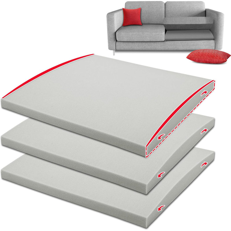 Coussin de canapé pour siège affaissé de 20 po x 20 po x 2 po, coussins de canapé pour soutien affaissé, support de coussin en mousse haute densité gris clair, ensemble de 3