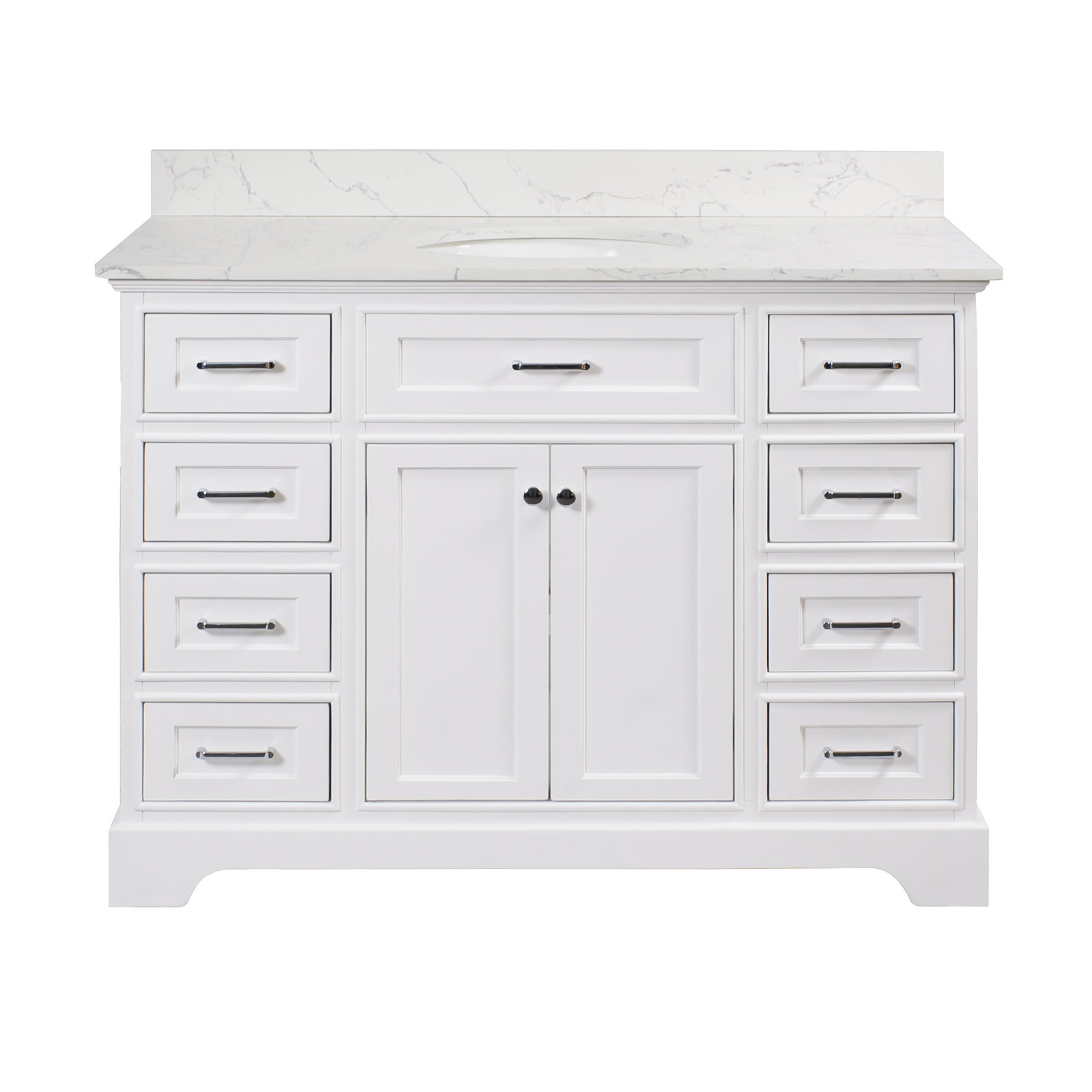 Ronnie 48'' Single Bathroom Vanity, White, Engineered Marble
