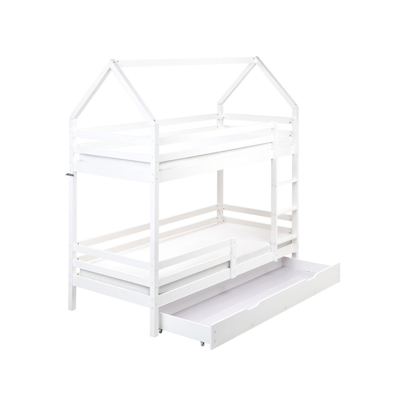 Bunk Bed with Drawers House Wood GIRGOLS 90 x 200 cm (EU Single) with Storage, White