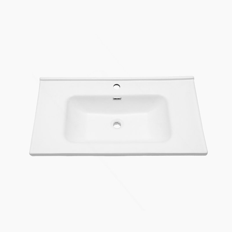 35" X 20" White Rectangular Single Vanity Top With 1 Faucet Hole And Overflow(Sink Only)