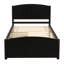 Lit simple en bois compact avec tiroirs de rangement, espresso moderne