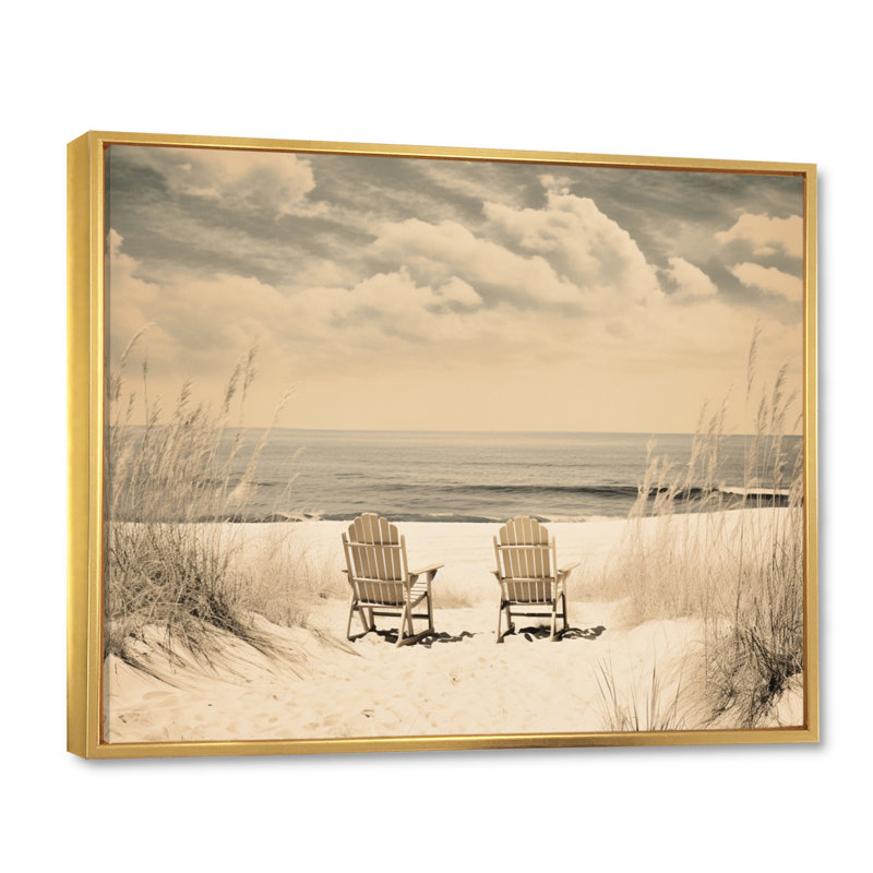 Alexsandra Beachside Whispers V sur impression sur toile, H 34 po x l 44 po x P 1,5 po, Cadre flottant doré