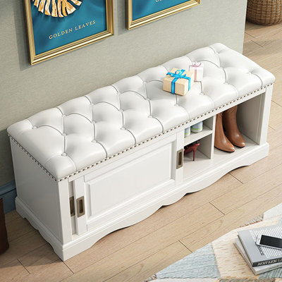 Banc rembourré blanc