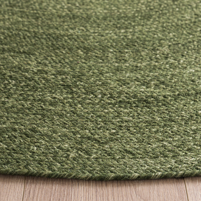 Braided Hand Woven No Pattern Indoor Rug, 3'-0" x 3'-0" Round
