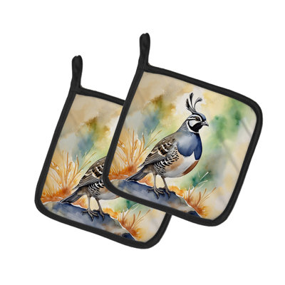 California Quail Pair of Pot Holders