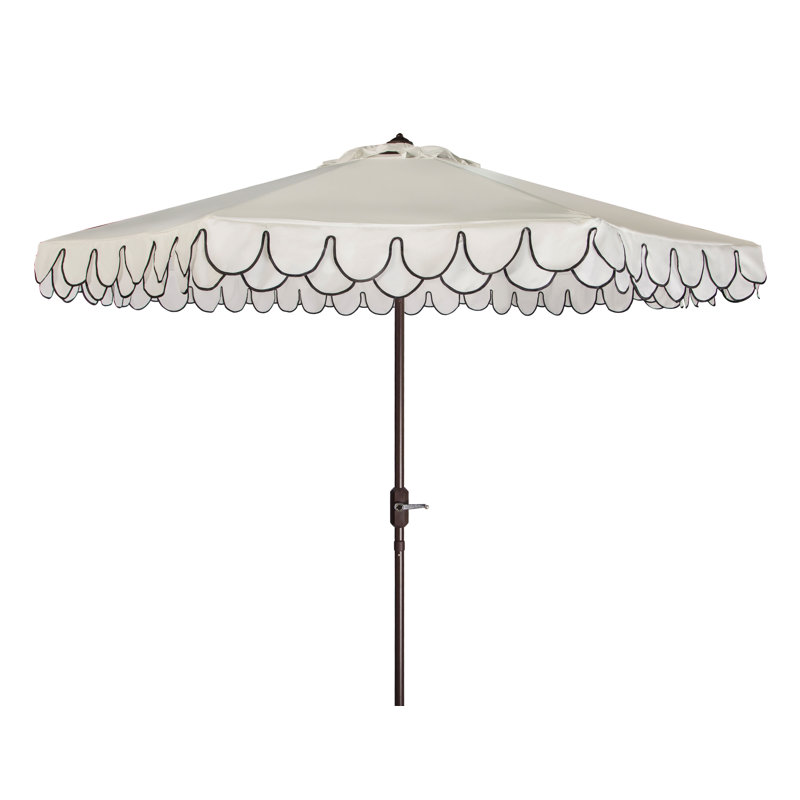 Outdoor Sally Crank Outdoor Umbrella, Black/Ivory