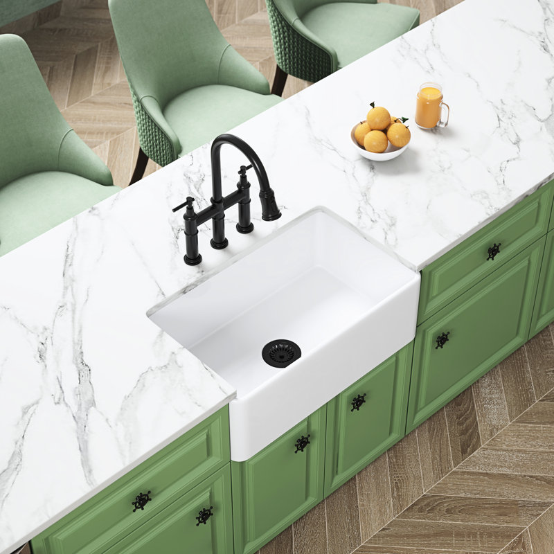 White Ceramic Kitchen Sink - Undermount, , 18"X10"X24", To Chips & Colour Change Apron 24" Deep Stain Scratch , Approved, 18"X10"X24