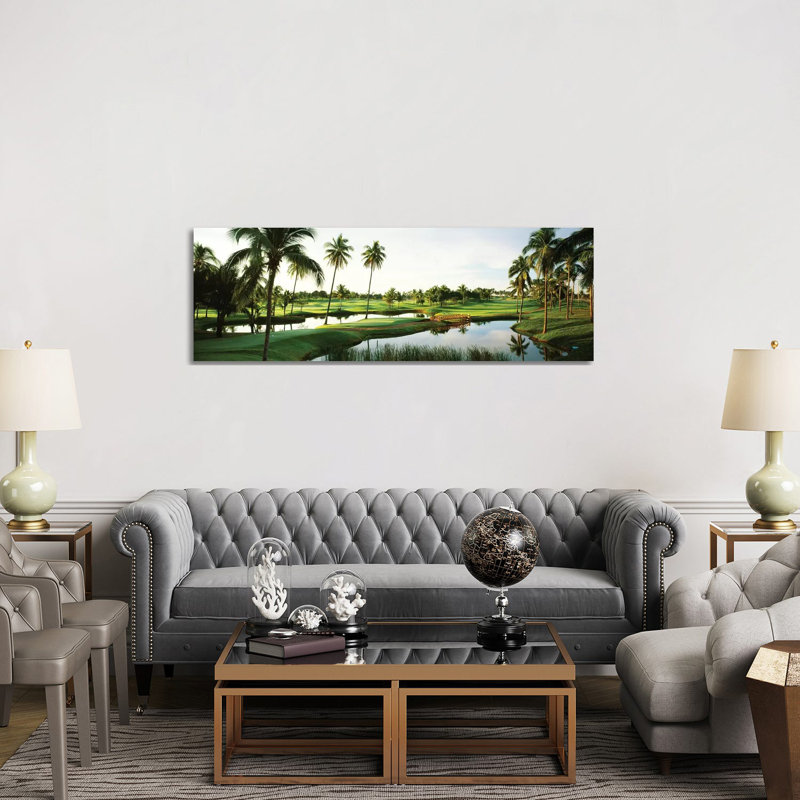 Golf Course Palm Trees At Isla Navadad Resort In Manzanillo, Colima, Mexico by Panoramic Images - Wrapped Canvas Panoramic Print
