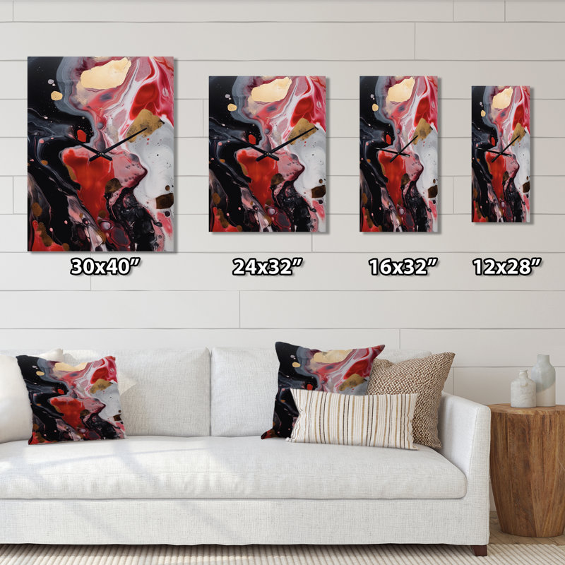 Jalasia - Horloge murale moderne en marbre abstrait, H 28 po x l 12 po x P 1 po