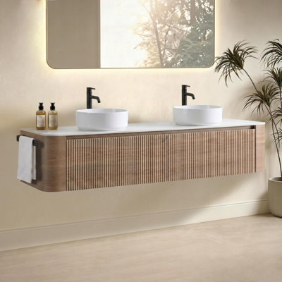 Meuble-lavabo double en céramique