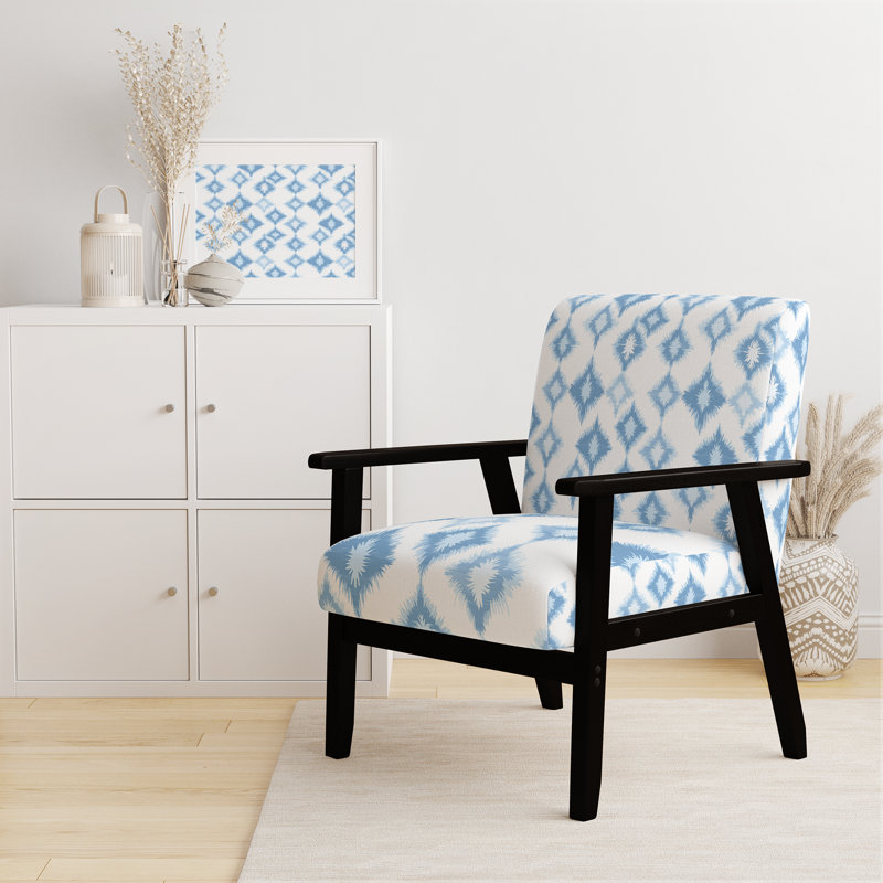 Chaise d'appoint moderne - Fauteuil Whisper Ikat, Accoudoirs carrés noirs