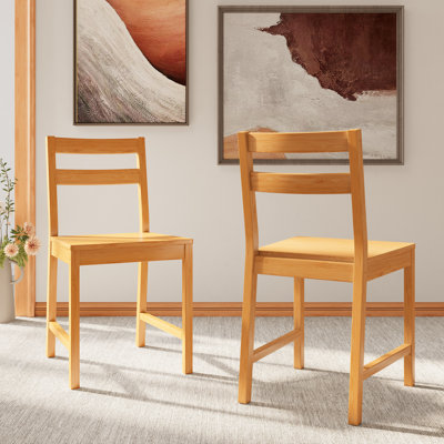 Chaise d'appoint en bois massif Lark Manor - Ensemble de 2 chaises de salle à manger modernes à dossier droit en bois moyen