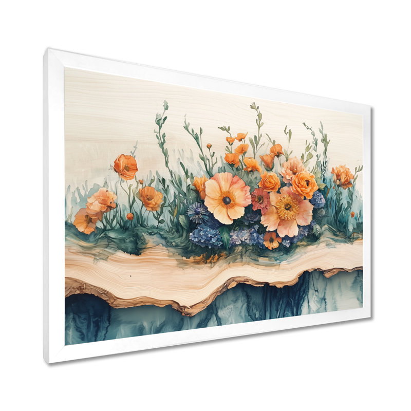 Connelly Bouquets de fleurs assorties sur une glissade en bois I - Assortiment de bouquets d'art mural, H 24 po x l 32 po