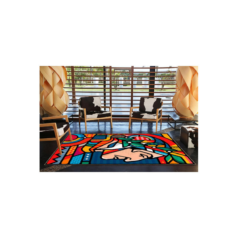 Tapis orange lavable à motifs orange, Sous-tapis carré 3 pi 3 po inclus
