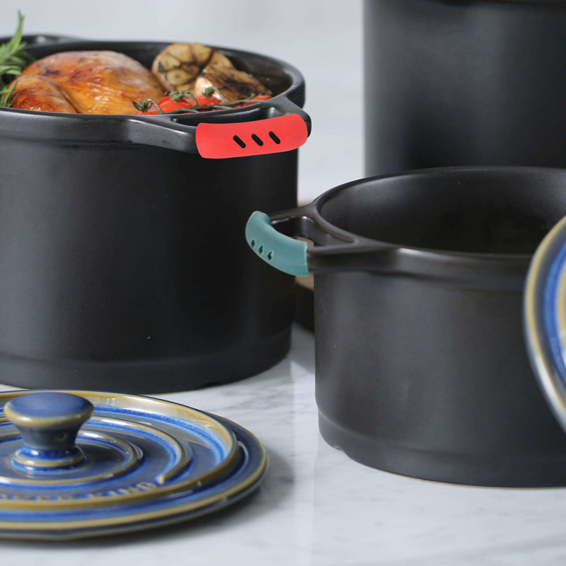 Paquet de 6 porte-poignées en silicone, poignée de casserole réutilisable résistante à la chaleur pour casseroles et poêles en fonte