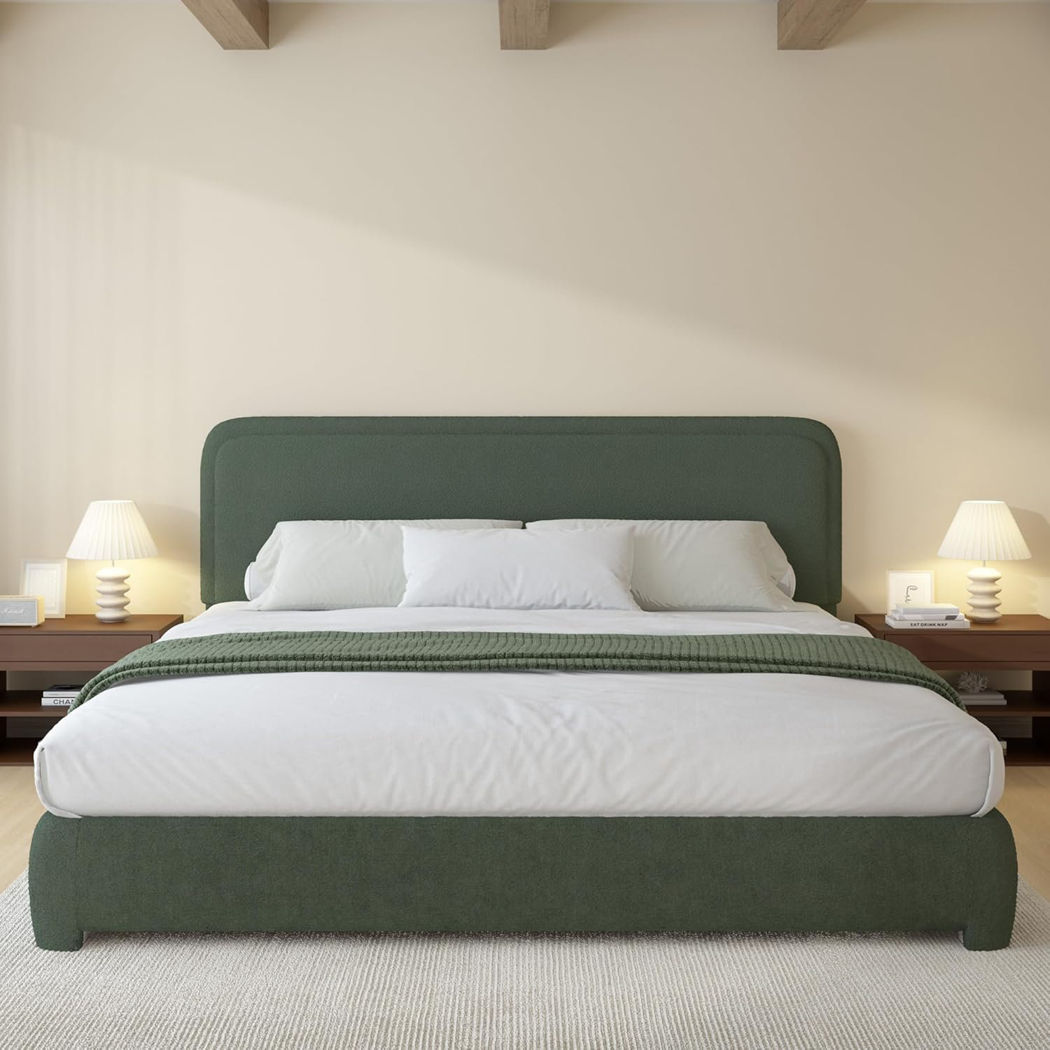 Bensu Boucle Upholstered Platform Bed