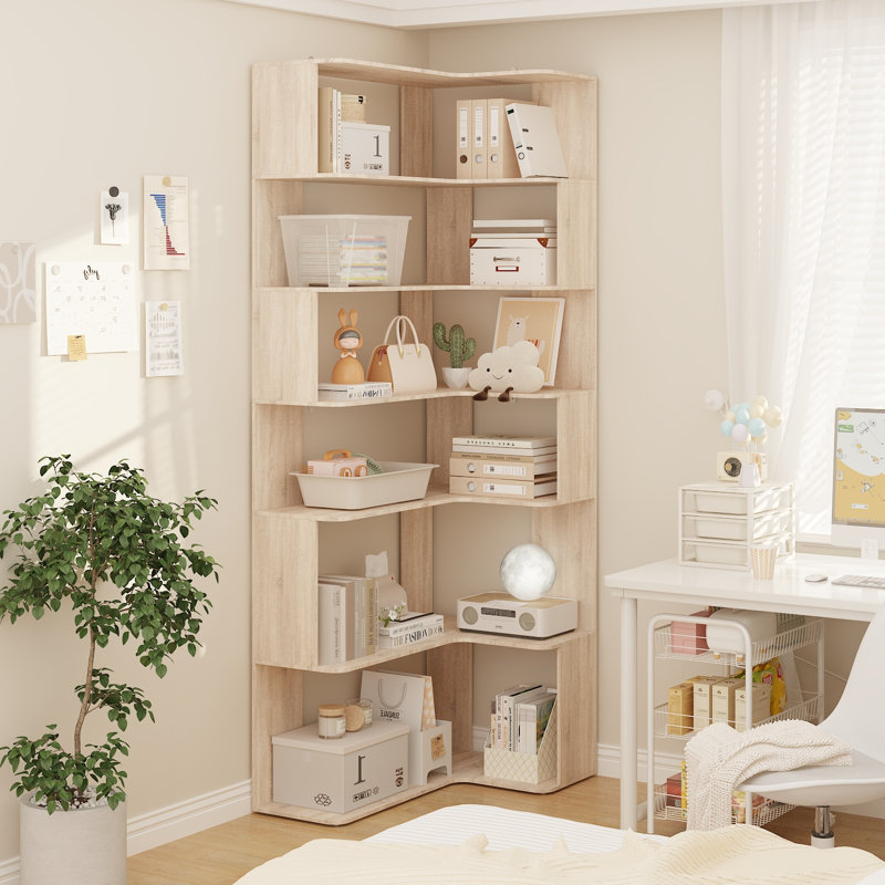 Caidy Corner Bookcase, Natural
