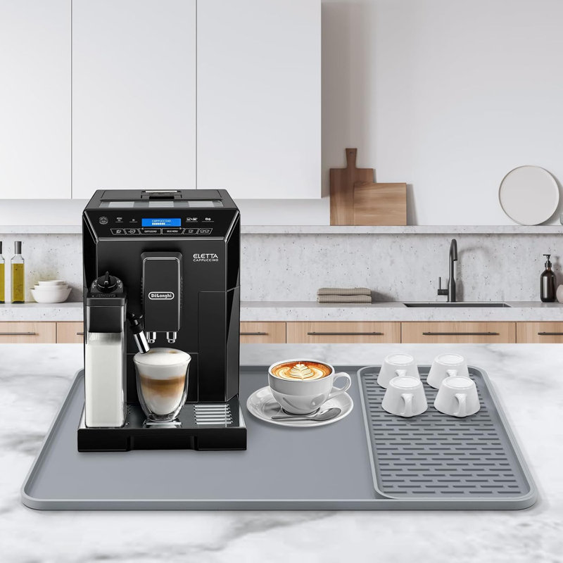 Coffee Bar Mat With Detachable Dish Drying Mat For Kitchen Countertops,Coffee Bar Accessories Fit Under Coffee Maker Coffee Machine Coffee Pot Espresso Machine Dish Rack