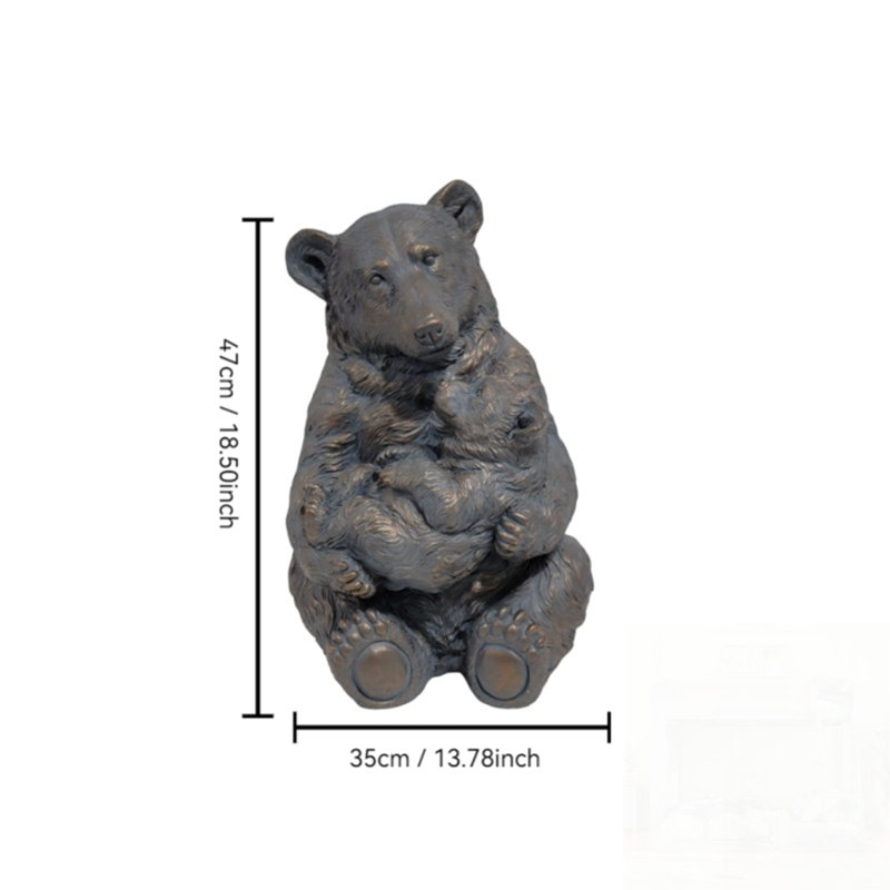 Statue mère et ourson, figurine animal réaliste pour le jardin et la maison